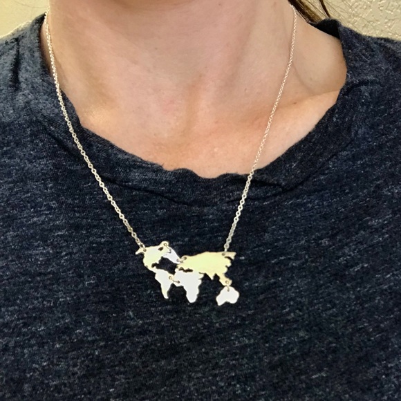 Jewelry - Silver World Map Traveler Necklace